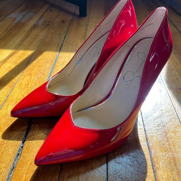 Jessica Simpson Heels Women's 7 Red Patent Leather Courts - Picture 2 of 7
